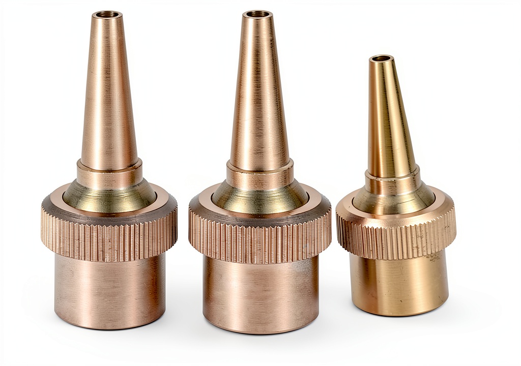 Hicello brass fountain nozzle installed in a garden pond