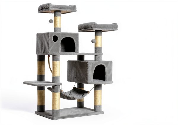 Cat Tree Hey-brother Multi-Level Condo with Sisal Posts Light Gray-2