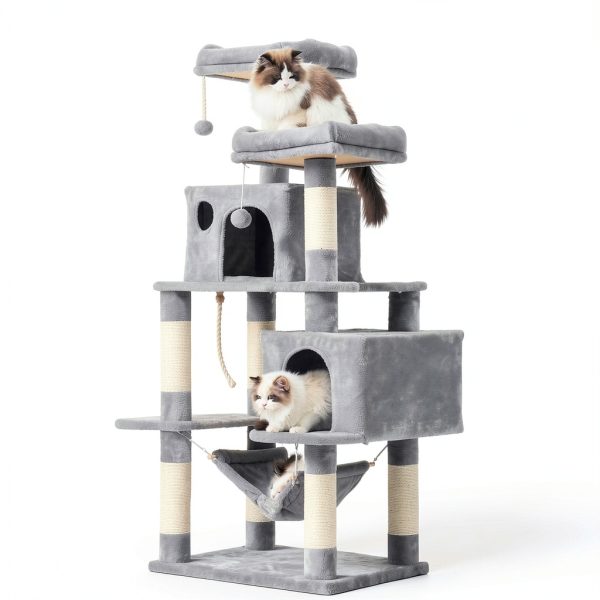 Cat Tree Hey-brother Multi-Level Condo with Sisal Posts Light Gray-1