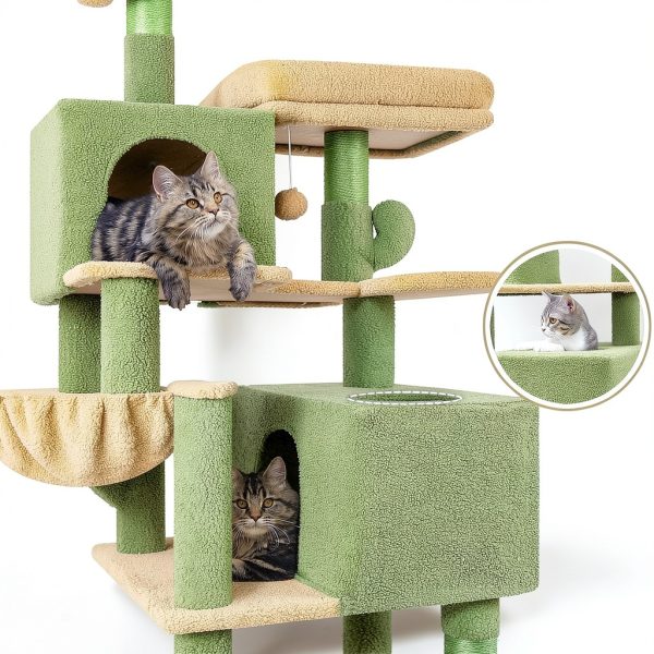 Cat Tree Globlazer 76-Inch Tall Multi-Level with Cozy Condos Cactus-1