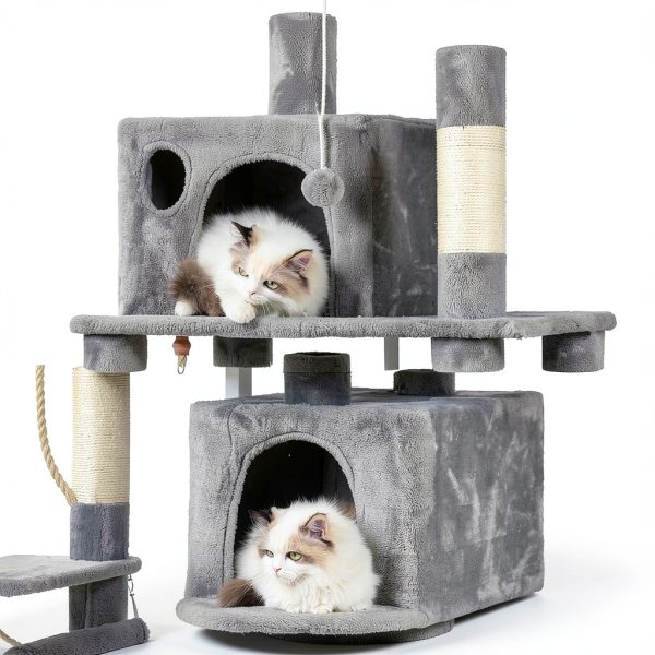 Cat Tree Hey-brother Multi-Level Condo with Sisal Posts Light Gray-4