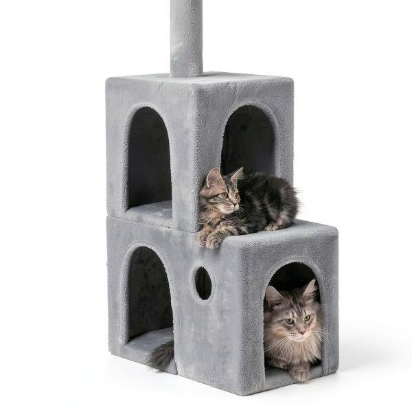 Globlazer 50 inch Heavy Duty Cat Tower Light Grey for Indoor Cats-4
