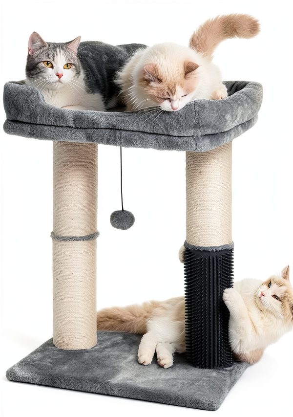 pawfessor Cat Tree Tower Grey 20x15.7in Bed Thick Sisal Post-0