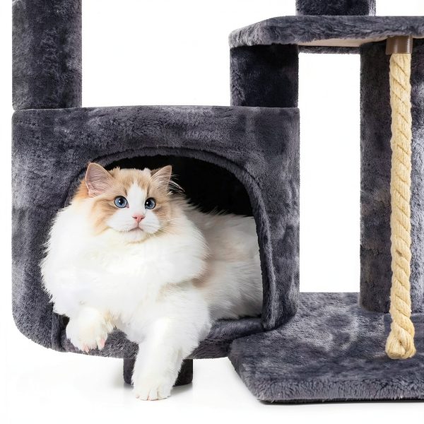 TWDEPART 42.5'' Cat Tree for Indor Cats, Multifunctional Cat Tower with Cozy Condo, Perches, Scratching Posts and Hammock, Grey…-5