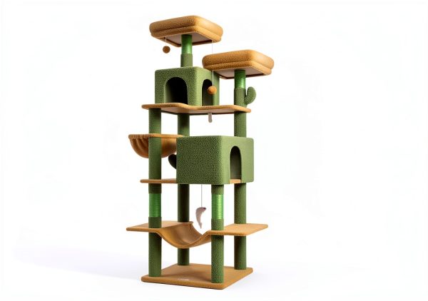 Cat Tree Globlazer 76-Inch Tall Multi-Level with Cozy Condos Cactus-6
