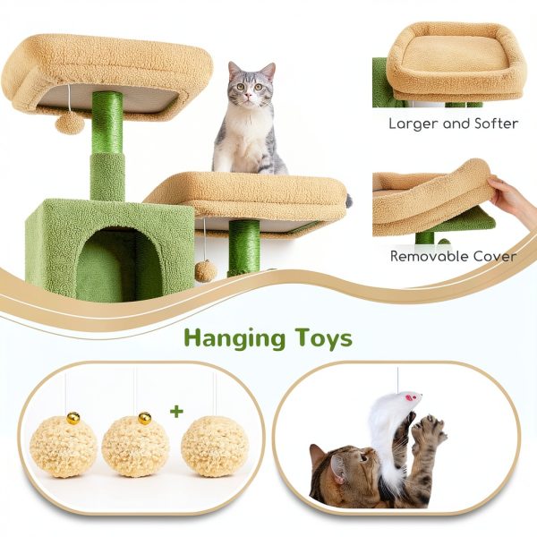 Cat Tree Globlazer 76-Inch Tall Multi-Level with Cozy Condos Cactus-4