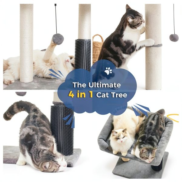 pawfessor Cat Tree Tower Grey 20x15.7in Bed Thick Sisal Post-4