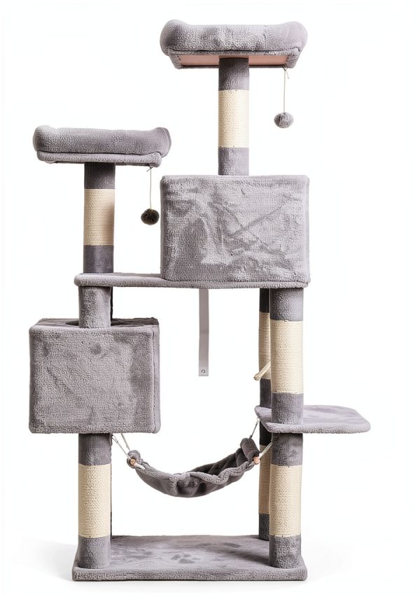 Cat Tree Hey-brother Multi-Level Condo with Sisal Posts Light Gray-7
