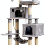 Cat Tree Hey-brother Multi-Level Condo with Sisal Posts Light Gray-0