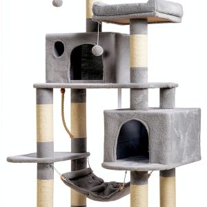 Cat Tree Hey-brother Multi-Level Condo with Sisal Posts Light Gray-0
