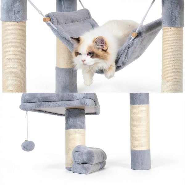 Cat Tree Hey-brother Multi-Level Condo with Sisal Posts Light Gray-5