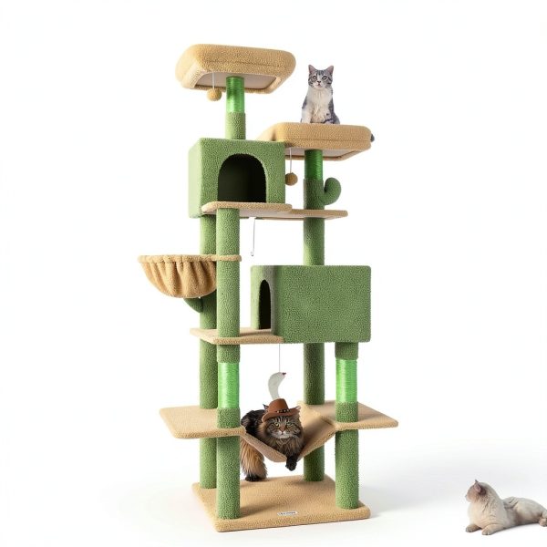 Cat Tree Globlazer 76-Inch Tall Multi-Level with Cozy Condos Cactus-7