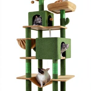 Cat Tree Globlazer 76-Inch Tall Multi-Level with Cozy Condos Cactus-0