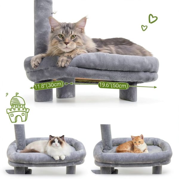 Globlazer 50 inch Heavy Duty Cat Tower Light Grey for Indoor Cats-2