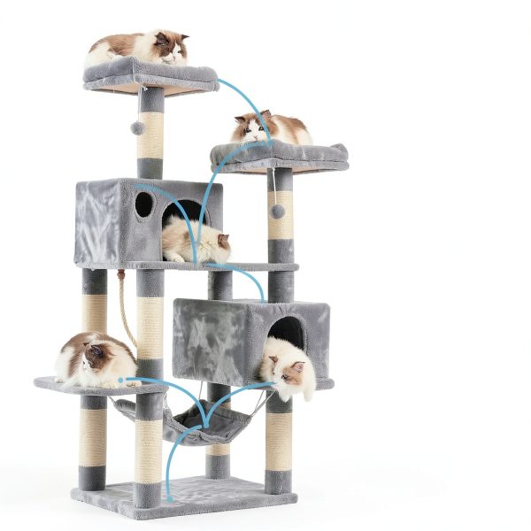 Cat Tree Hey-brother Multi-Level Condo with Sisal Posts Light Gray-6