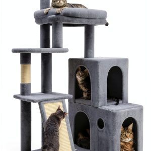 Globlazer 50 inch Heavy Duty Cat Tower Light Grey for Indoor Cats-0