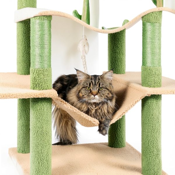 Cat Tree Globlazer 76-Inch Tall Multi-Level with Cozy Condos Cactus-2