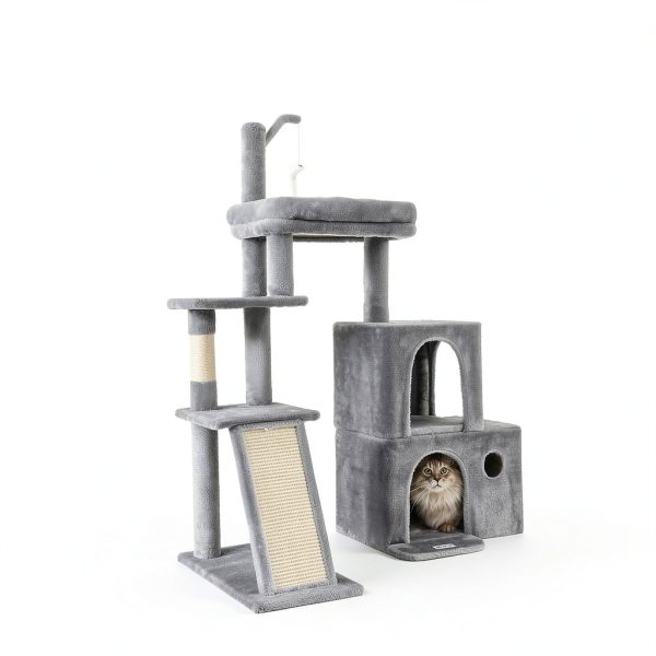 Globlazer 50 inch Heavy Duty Cat Tower Light Grey for Indoor Cats-7