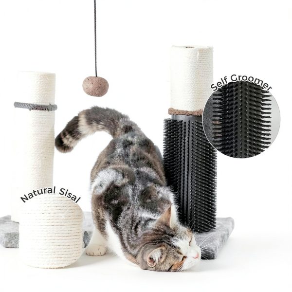 pawfessor Cat Tree Tower Grey 20x15.7in Bed Thick Sisal Post-3
